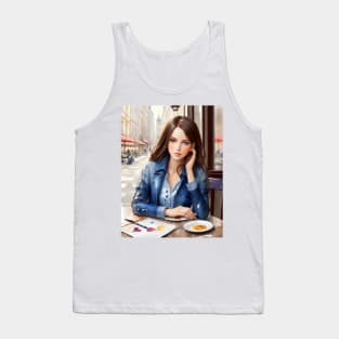 beauitful woman on parisian cafe Tank Top